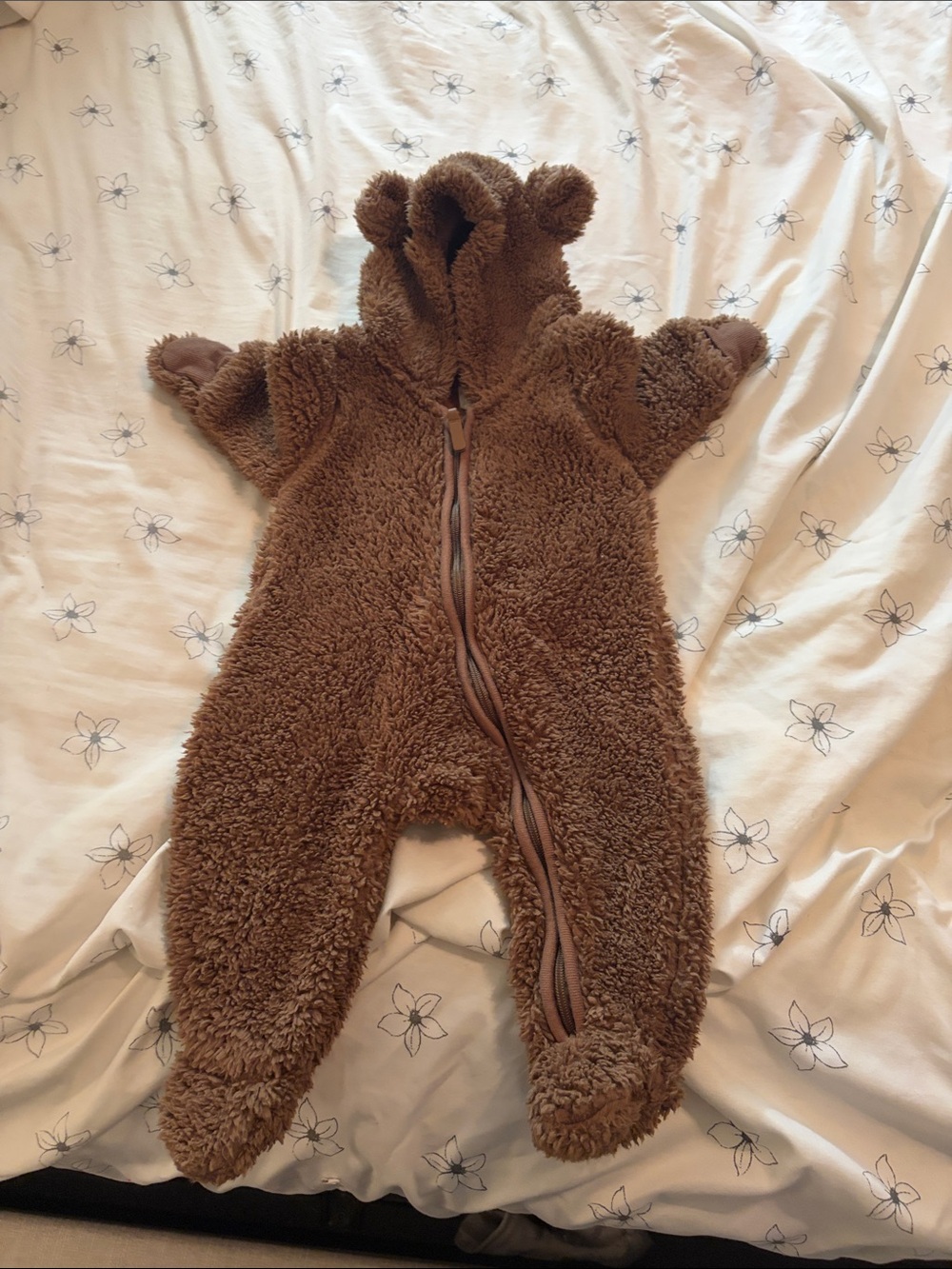H&M Brown Plush Teddy Bear Baby One-Piece Footie